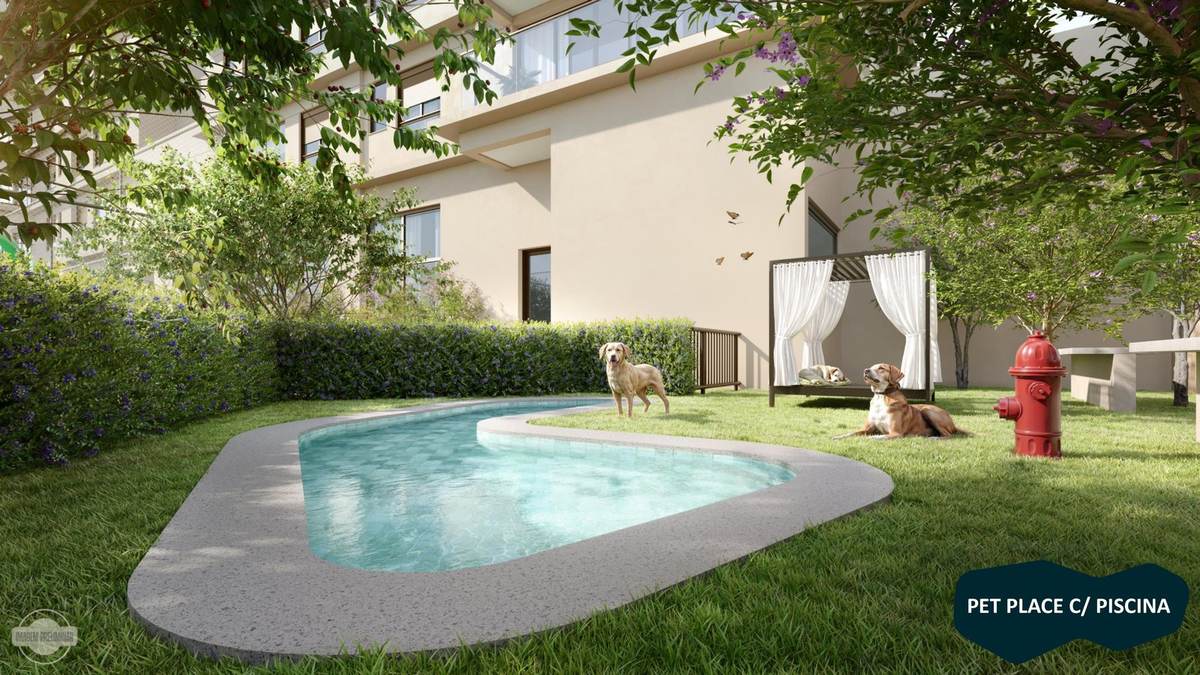 Pet place com piscina para cães e gramado